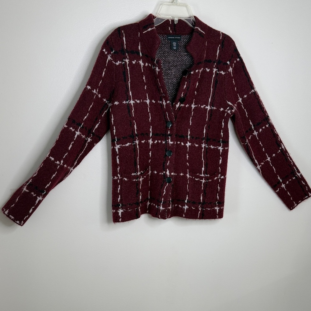 Adrienne Vittadini Burgundy Preppy Cardigan Size M - Picture 6 of 11